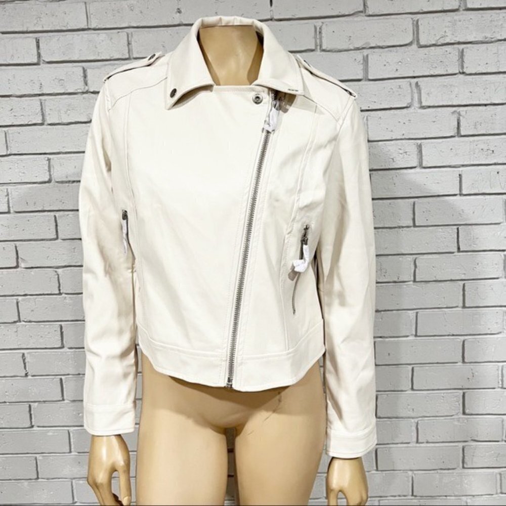 Barney’s Originals Faux Leather Just Married Ecru Jacket - Size 12 - Picture 13 of 15